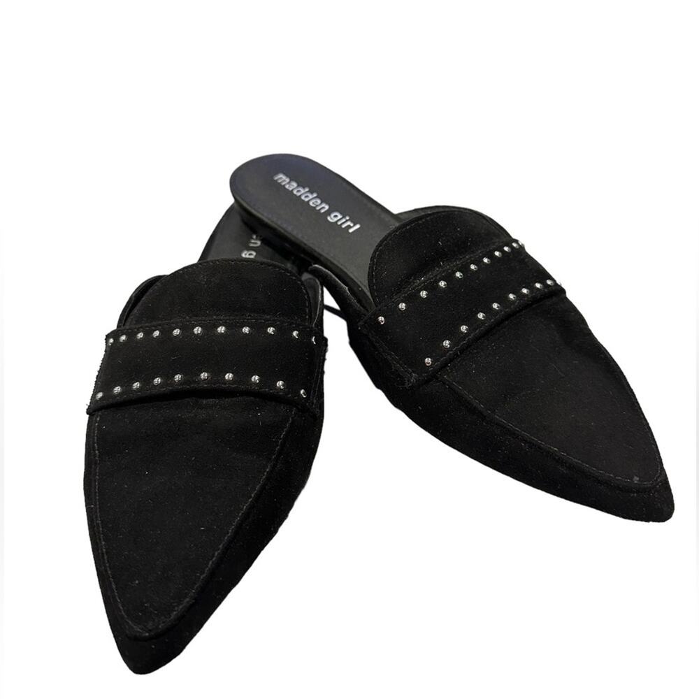 STEVE‎ Madden girl Mecca black silver stitching mule slip on size 7